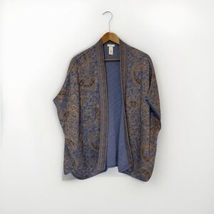 J. Jill Womens Cardigan Sweater S-L Boho Chic Paisley Reversible Quilted Kimono